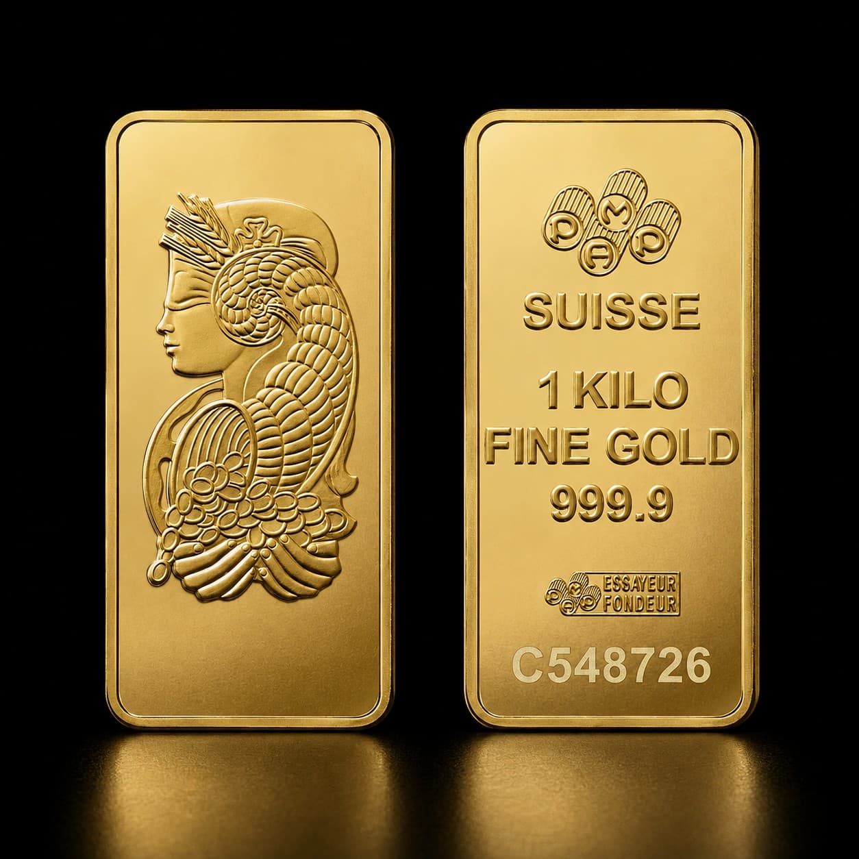 Gold minted bar, 1 kg, 999.9 fine
