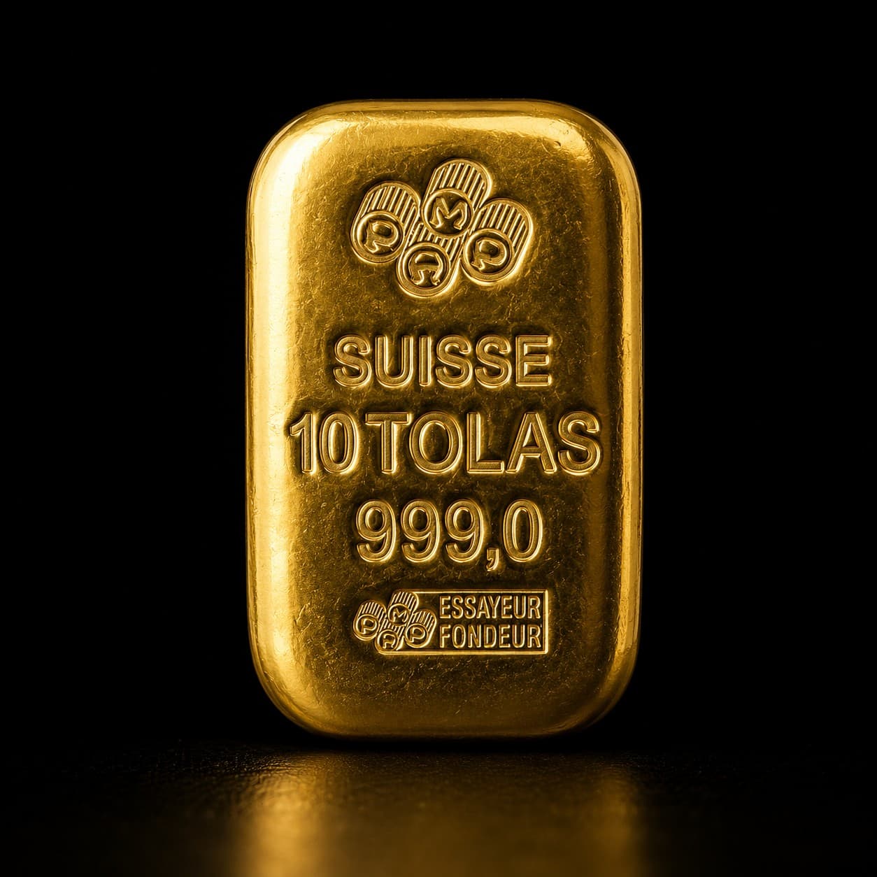 Gold tola bar, 10 tola (116.64 g), 999 fine
